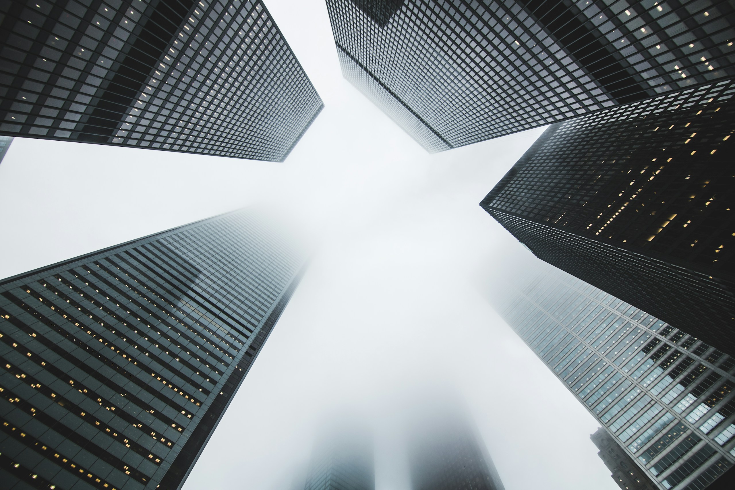 Modern commercial glass buildings